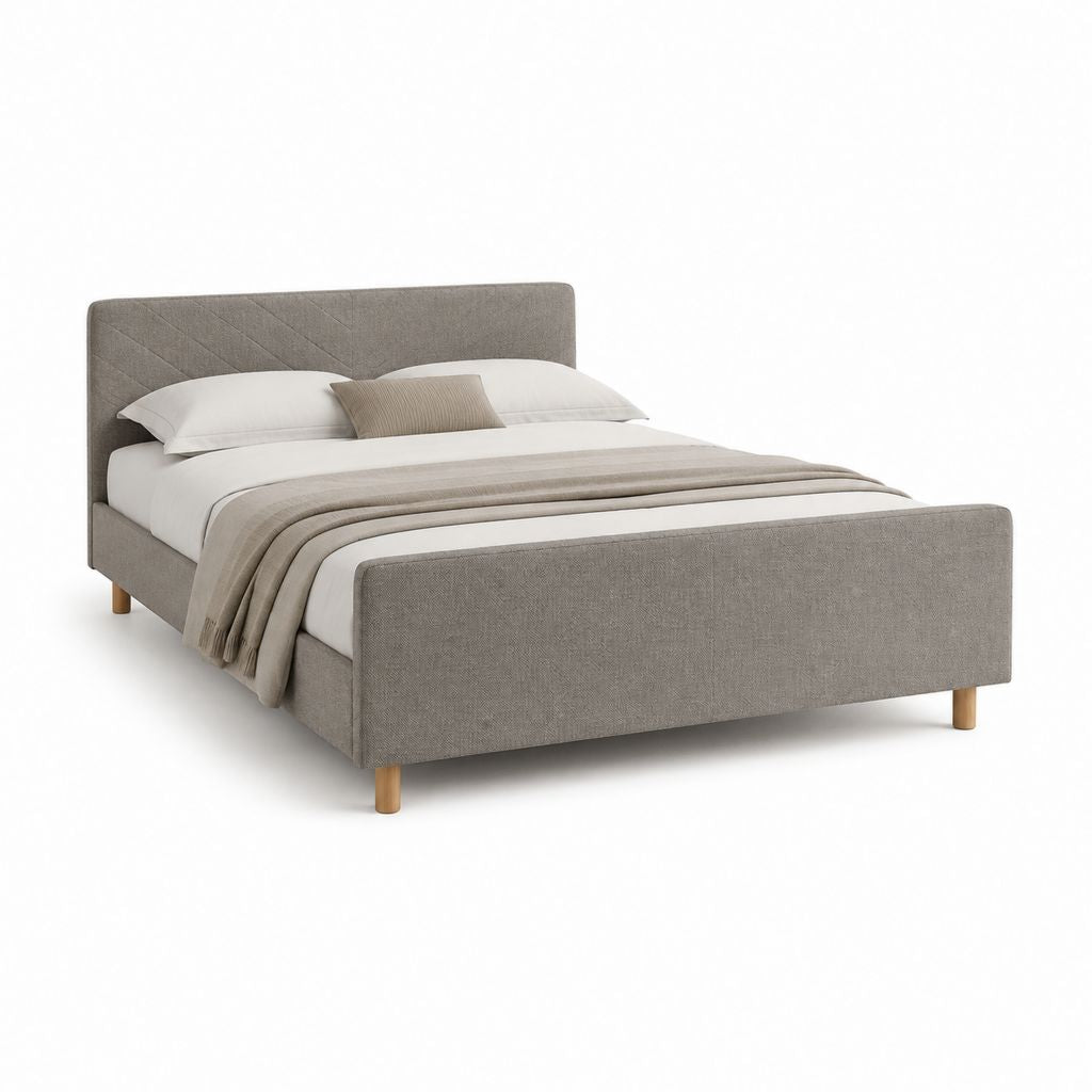 Lit double avec cadre en polyester taupe 160 x 200 cm