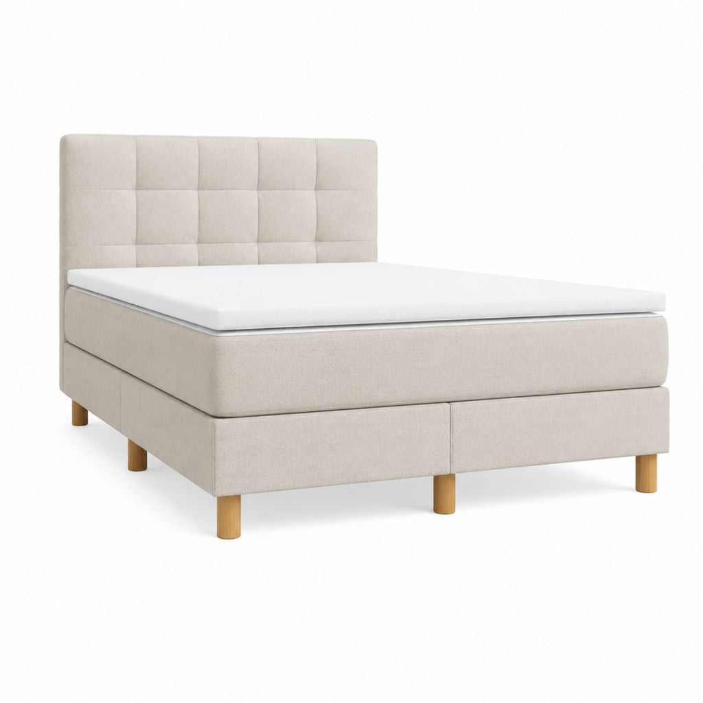 Lit coffre avec matelas beige en polyester 160 x 200 cm