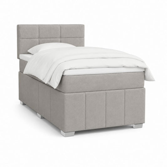 Lit coffre capitonné gris en polyester 90 x 200 cm avec tête de lit rectangulaire